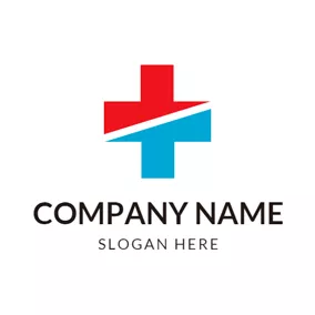 professional cross logo in blue and red
