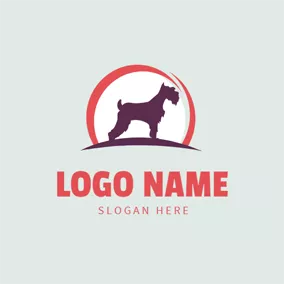 Dog Logo Circle and Purple Dog logo design