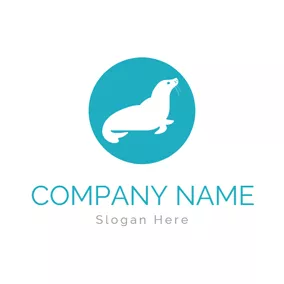 Seal Logo Circle Sea and Flat Seal logo design