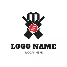 Cricket Logo Cross Bat and Cricket logo design