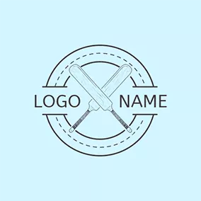 Cricket Logo Cross Cricket Bat Icon logo design