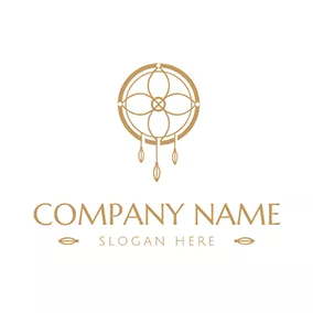 Flower Logo Flower Shaped Brown Dreamcatcher logo design
