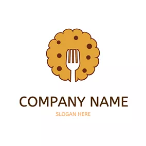 Food & Drink Logo Fork Cute Cookie logo design