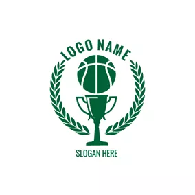 Basketball Logo Green Trophy and Basketball logo design