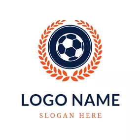 Football Logo Orange Wheat and Black Football logo design