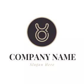 Circle Logo Solid Color Circle and Hollow Taurus Sign logo design