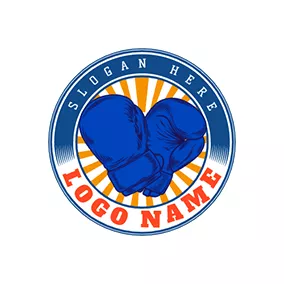 Vintage Logo Vintage Circle Boxing Gloves Boxer logo design