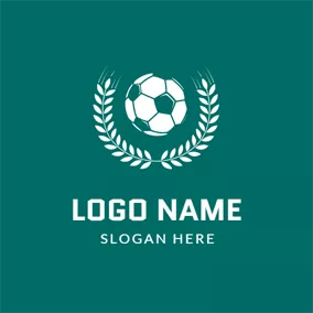 Football Logo White Leaf and Green Football logo design