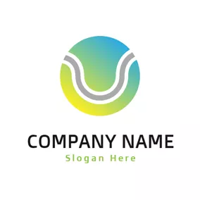 Letter Logo Yellow Circle and Gray Letter U logo design